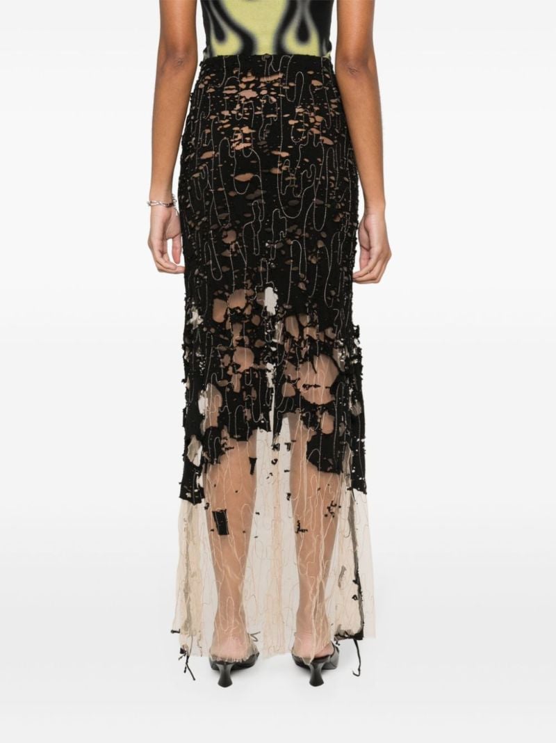 Black O-leena Distressed Skirt