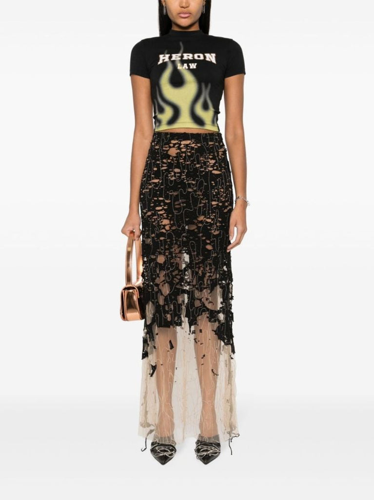 Black O-leena Distressed Skirt