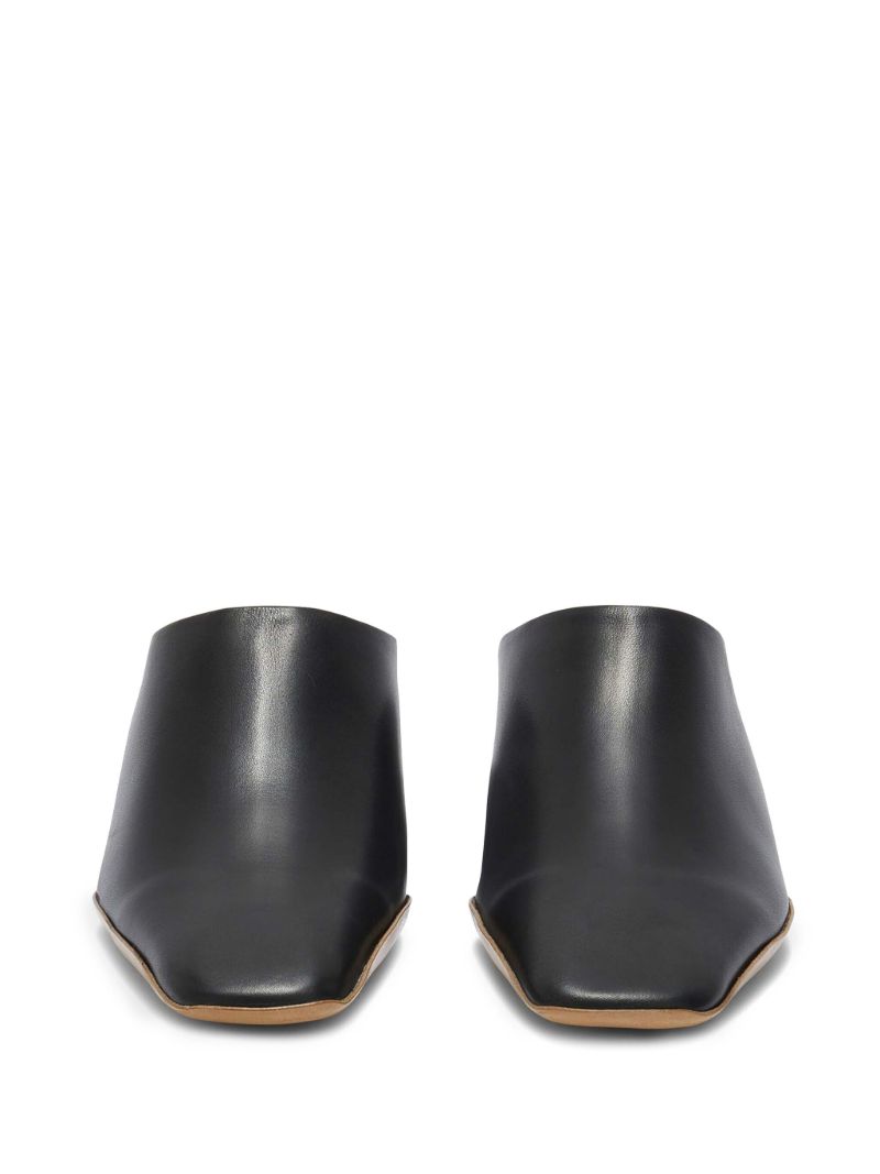 Black Leather Mules