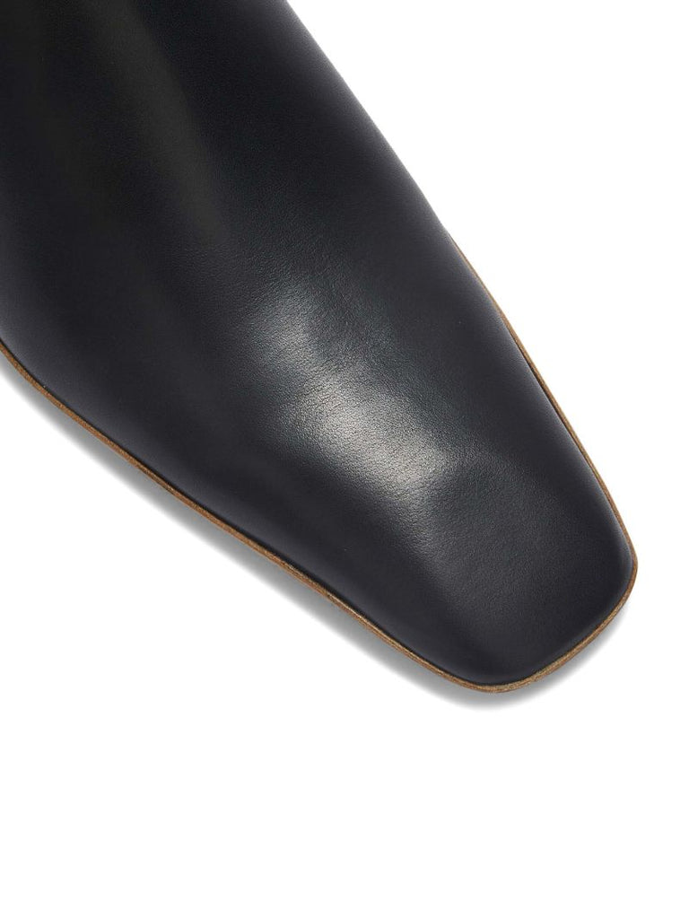 Black Leather Mules