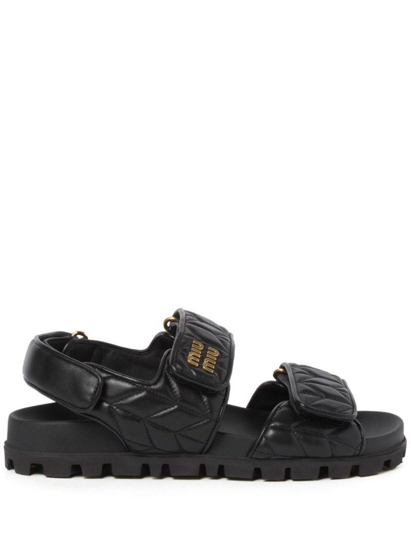 Black Sporty MatelassÃ_x0083_Â© Leather Sandals