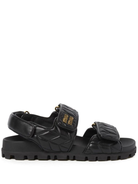 Black Sporty MatelassÃ_x0083_Â© Leather Sandals