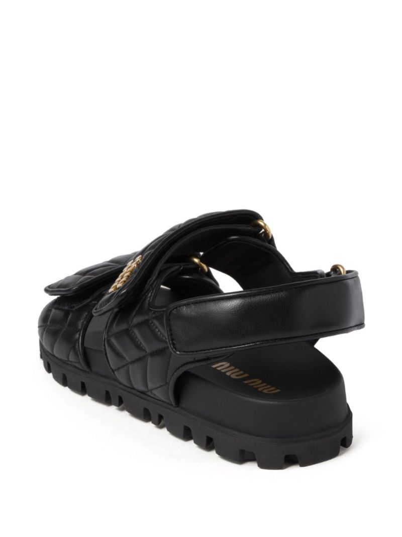Black Sporty MatelassÃ_x0083_Â© Leather Sandals