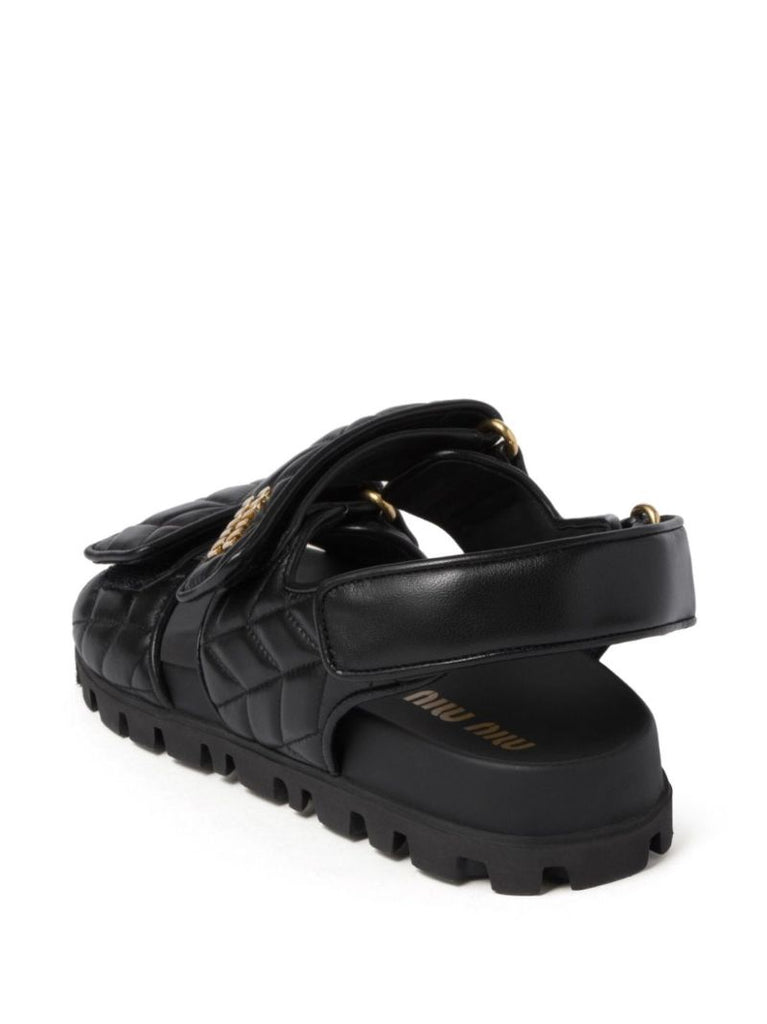 Black Sporty MatelassÃ_x0083_Â© Leather Sandals