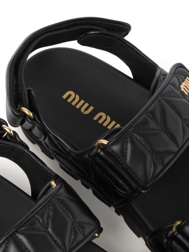 Black Sporty MatelassÃ_x0083_Â© Leather Sandals
