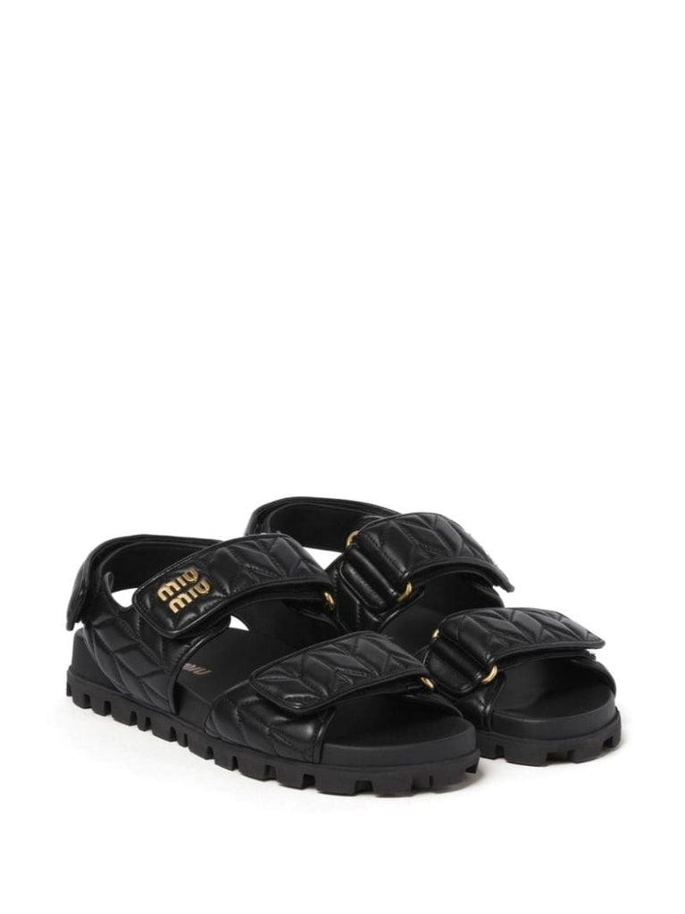 Black Sporty MatelassÃ_x0083_Â© Leather Sandals