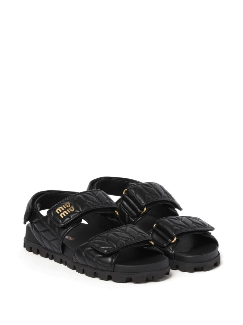 Black Sporty MatelassÃ_x0083_Â© Leather Sandals