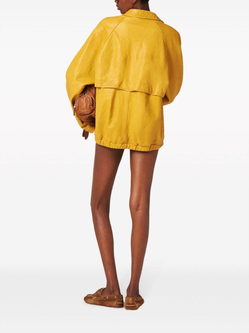 Yellow Logo-appliquÃ_x0083_Â© Leather Jacket