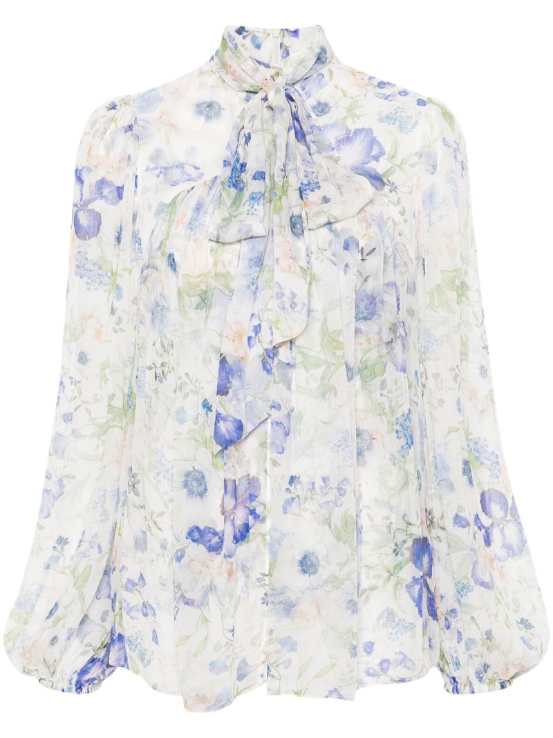 White Natura Floral Print Blouse