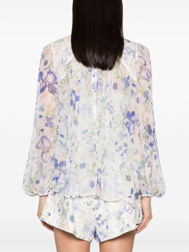 White Natura Floral Print Blouse