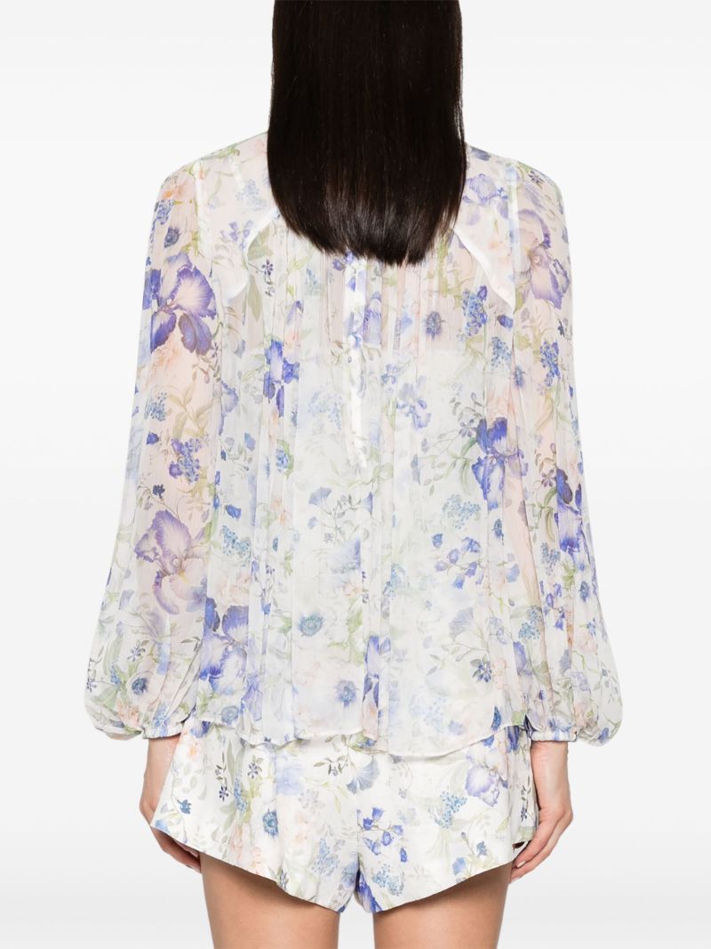 White Natura Floral Print Blouse