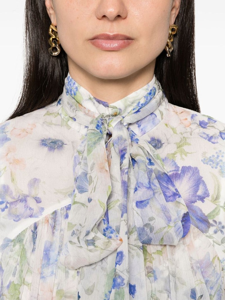 White Natura Floral Print Blouse