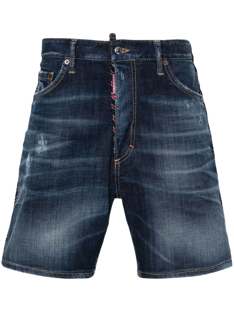 Blue Dark Easy Ripped Wash Marine Denim Shorts
