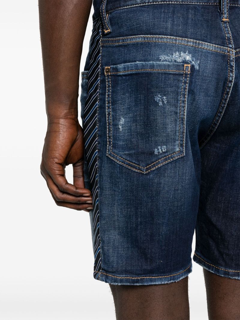 Blue Dark Easy Ripped Wash Marine Denim Shorts