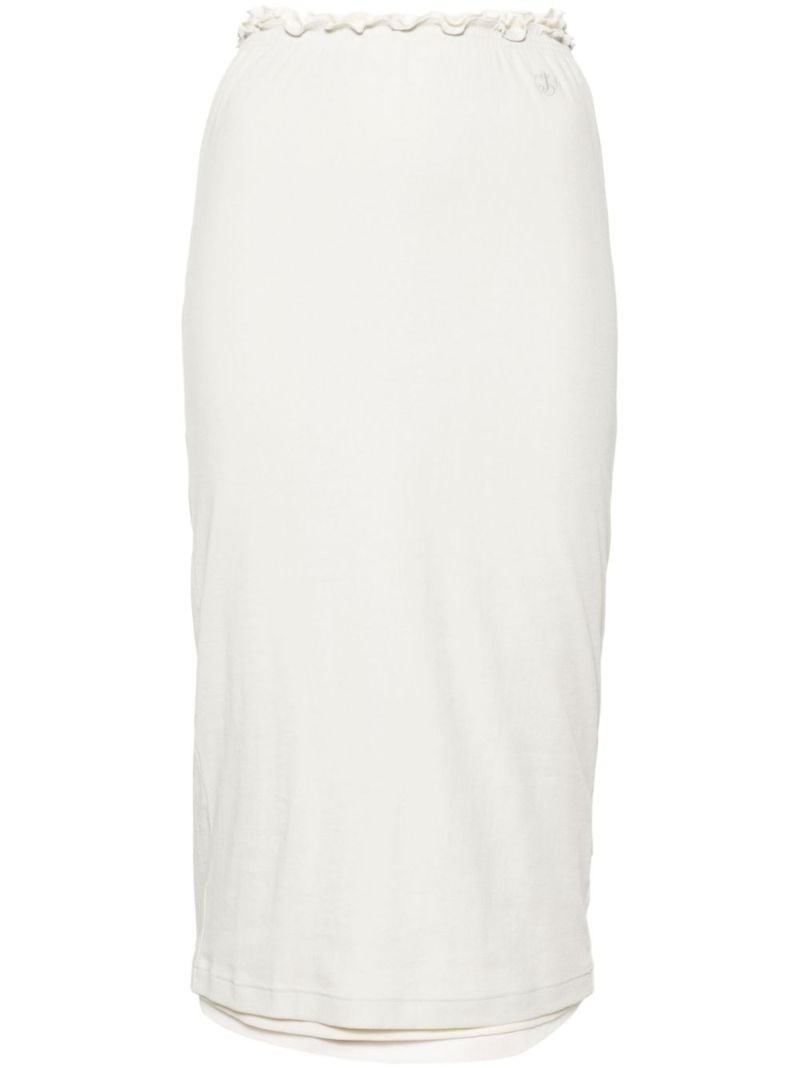 White Layered Cotton Midi Skirt