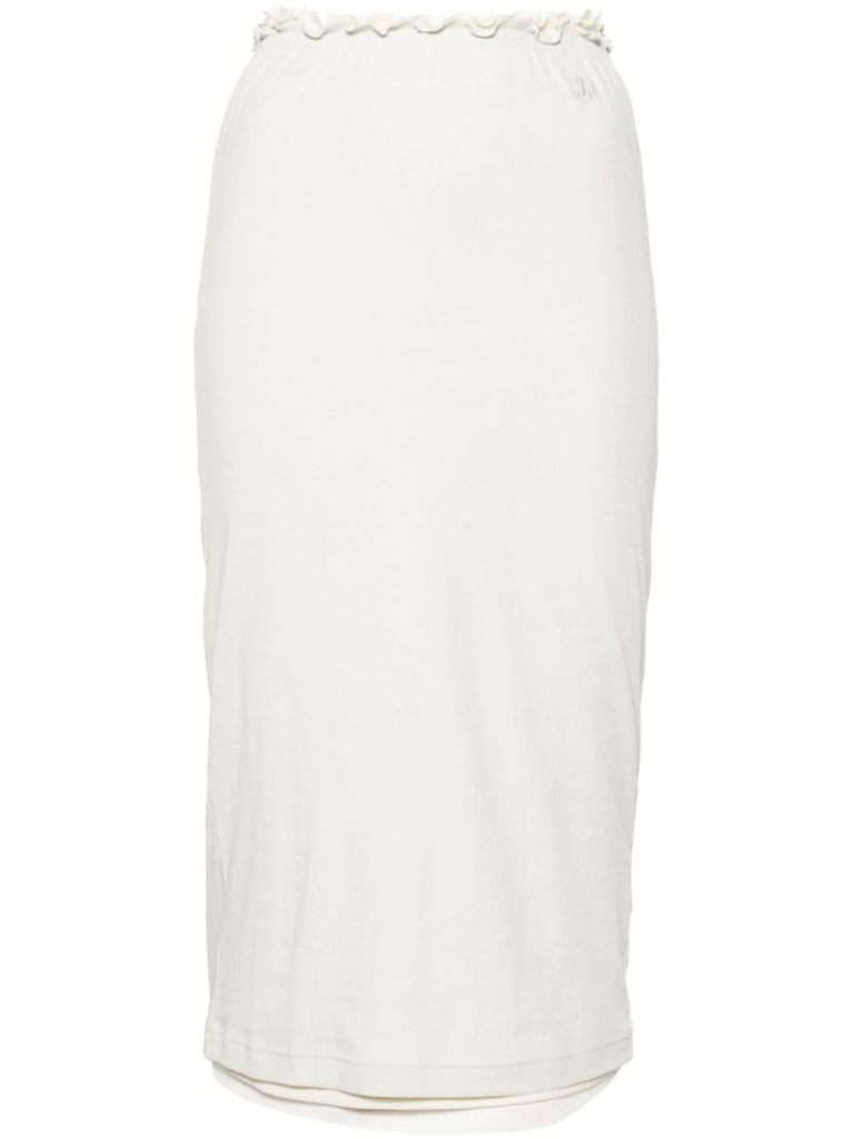 White Layered Cotton Midi Skirt