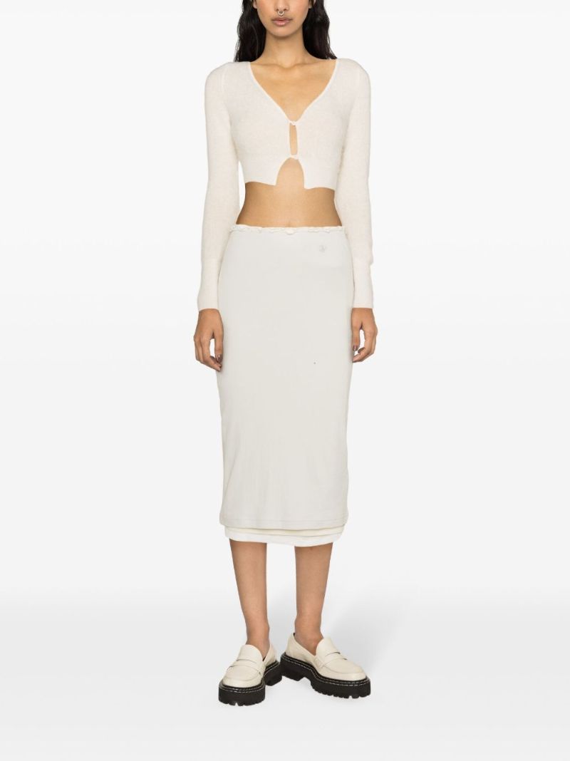White Layered Cotton Midi Skirt