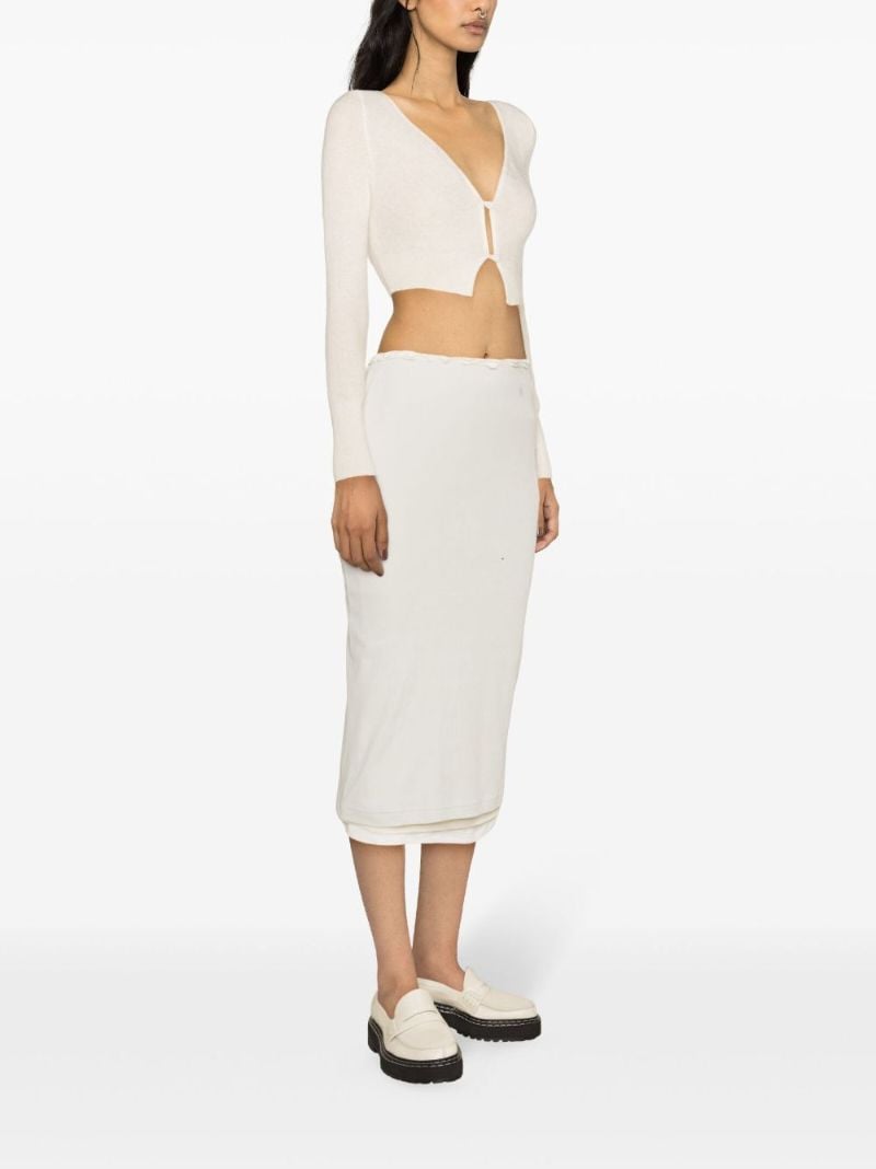 White Layered Cotton Midi Skirt