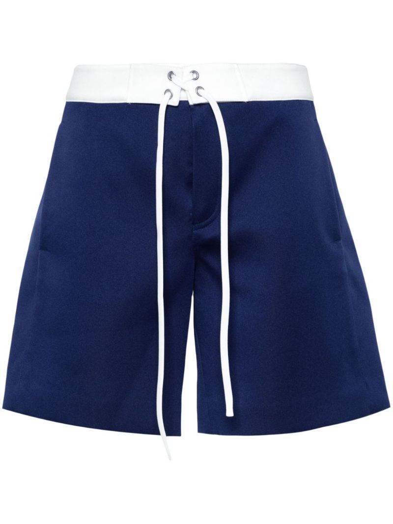 Blue Drawstring Satin Shorts