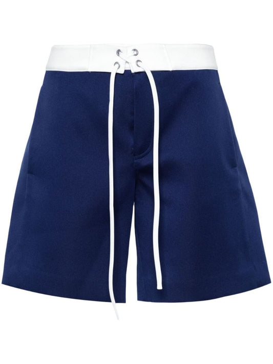 Blue Drawstring Satin Shorts