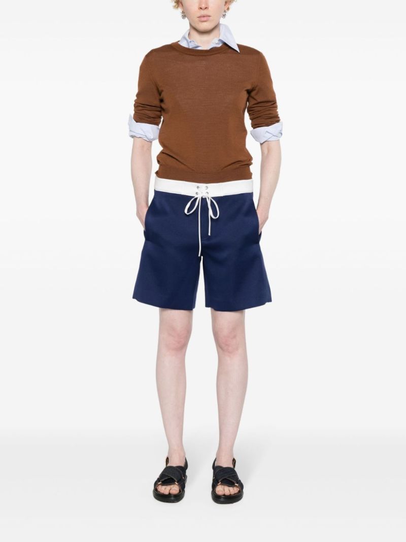 Blue Drawstring Satin Shorts