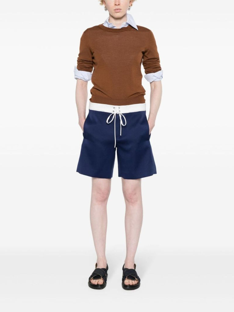 Blue Drawstring Satin Shorts