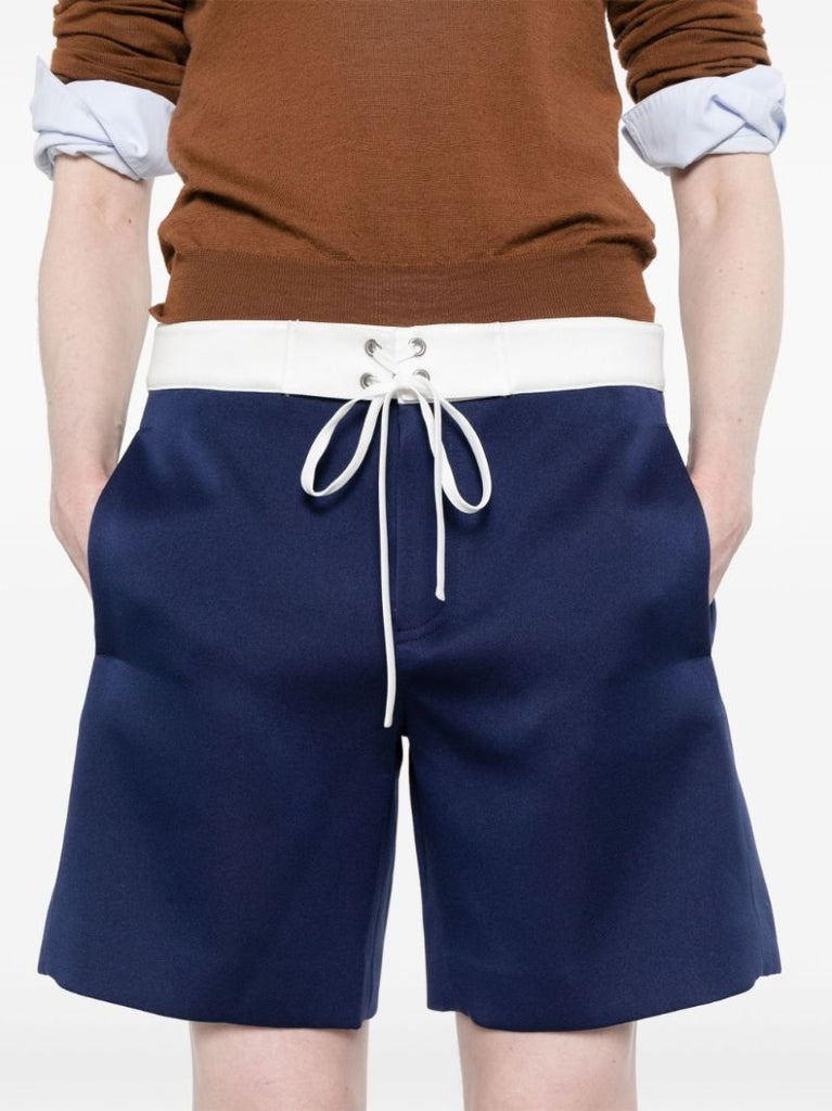 Blue Drawstring Satin Shorts