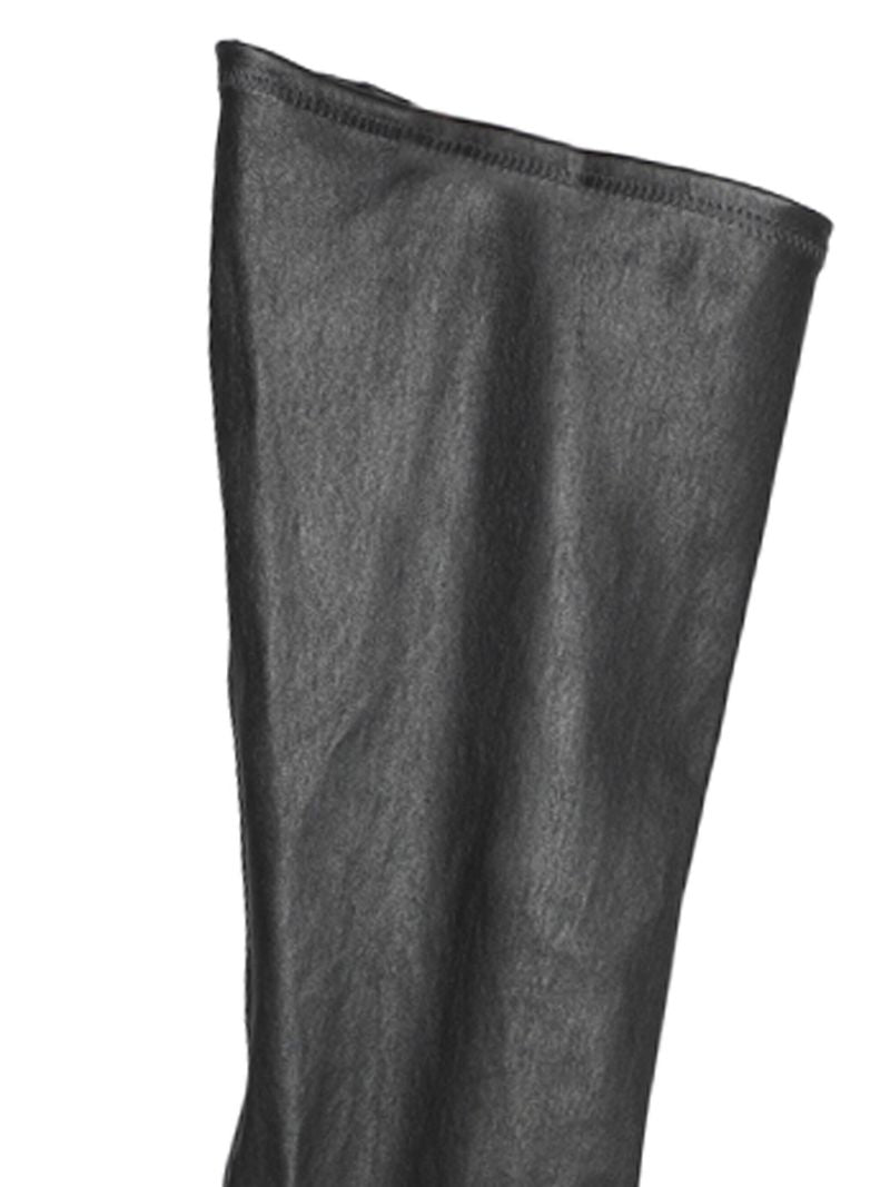Black Thigh High Leather Sneaker Boots