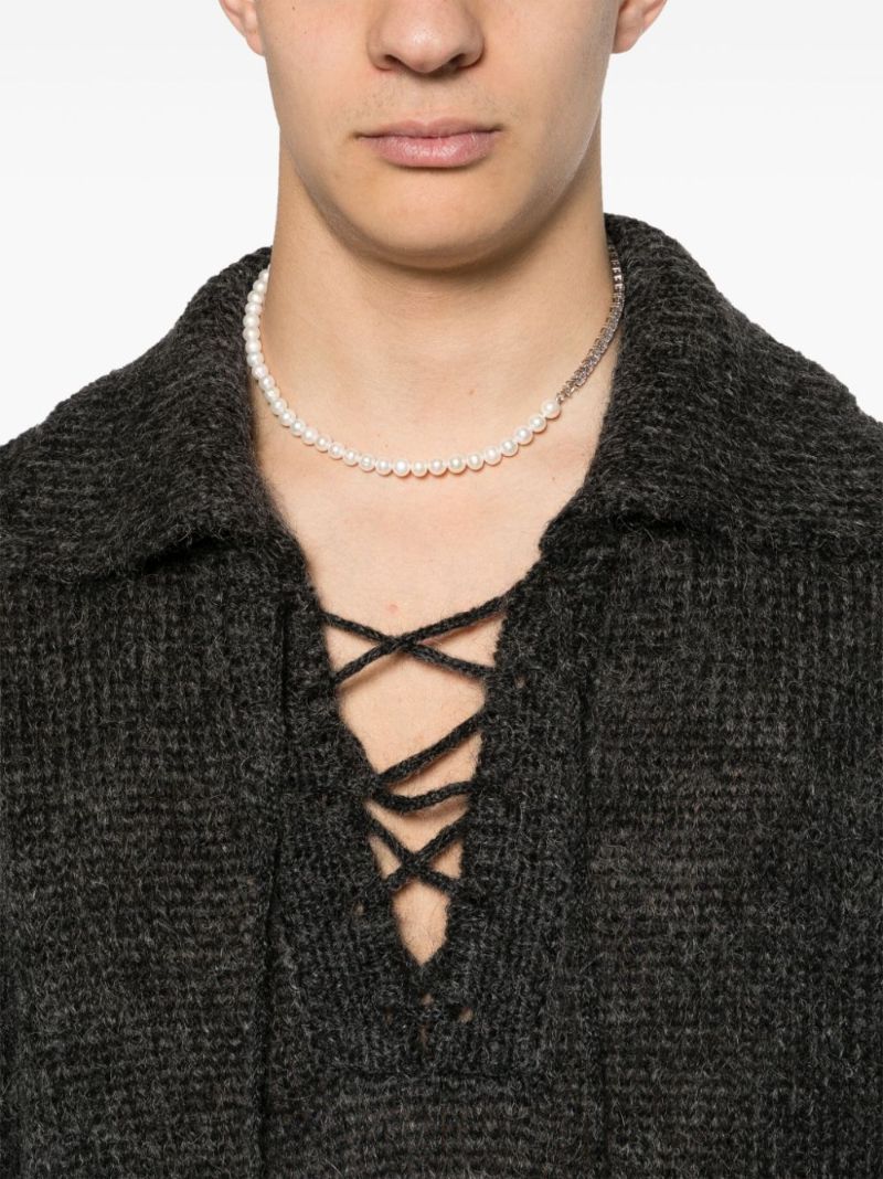 Grey Alpine Lace-up Sweater