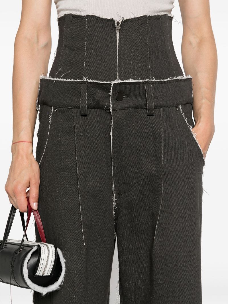 Charcoal Grey Patchwork Straight-legged Jeans