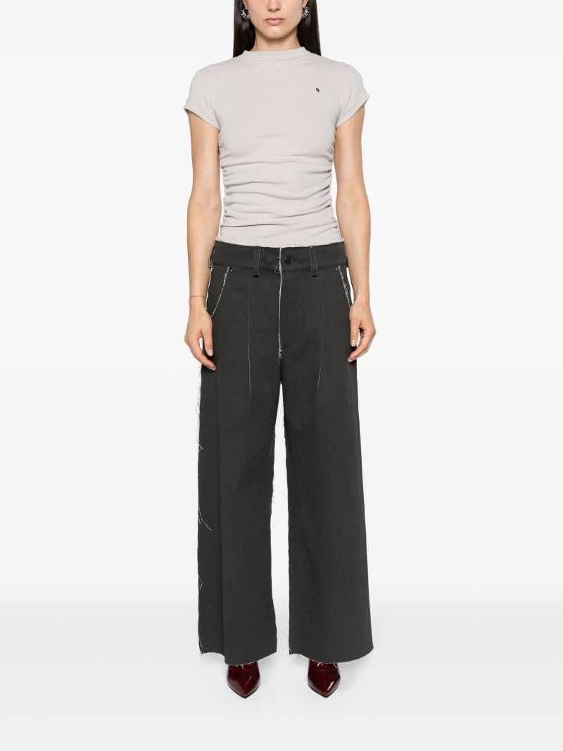 Charcoal Grey Patchwork Straight-legged Jeans