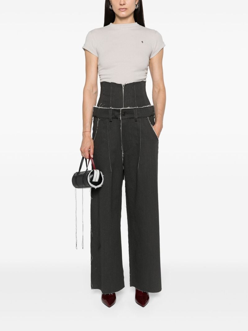 Charcoal Grey Patchwork Straight-legged Jeans