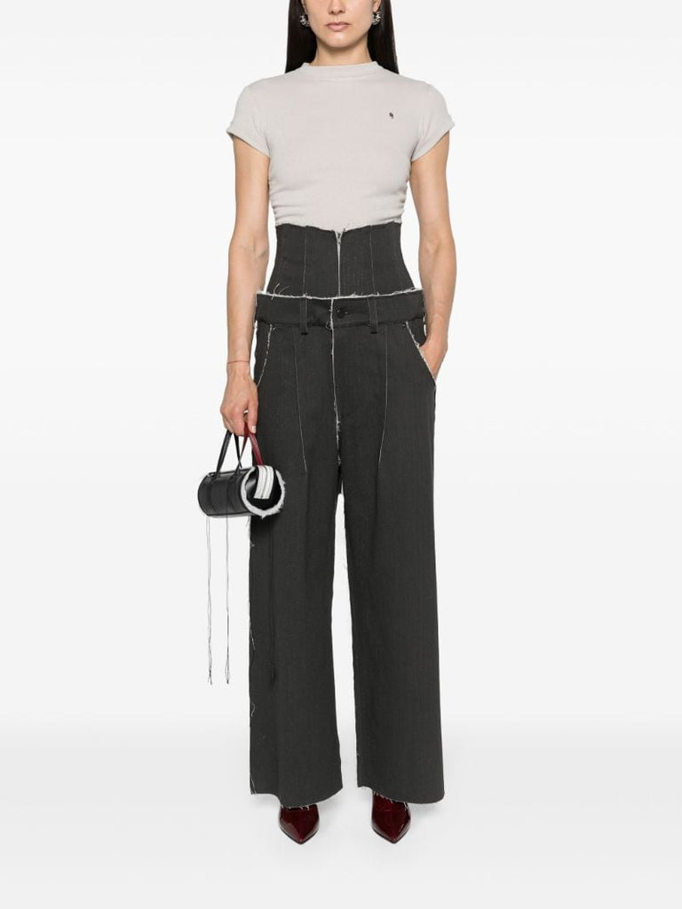 Charcoal Grey Patchwork Straight-legged Jeans