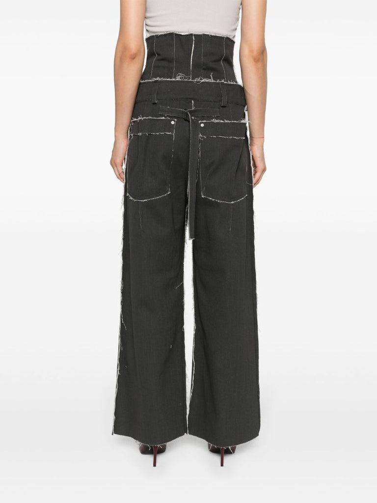 Charcoal Grey Patchwork Straight-legged Jeans