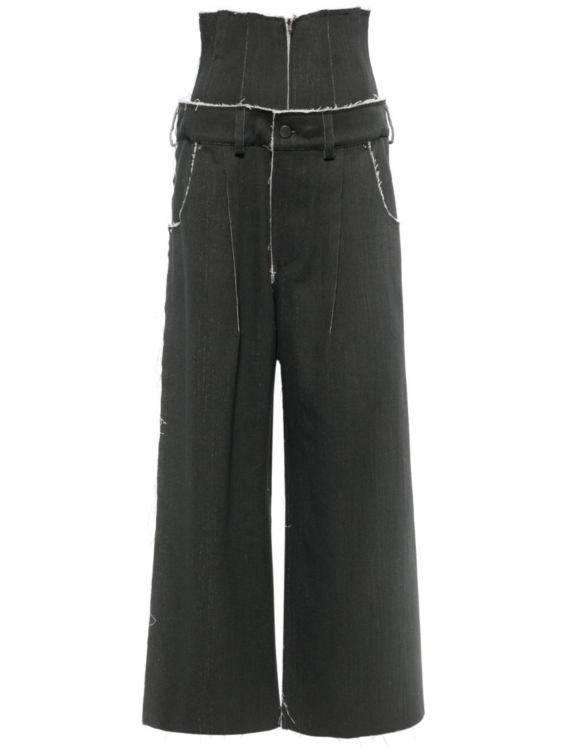 Charcoal Grey Patchwork Straight-legged Jeans