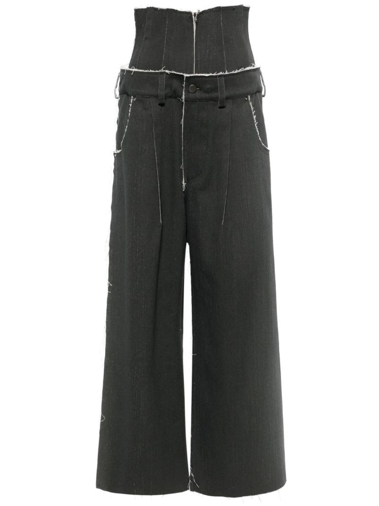 Charcoal Grey Patchwork Straight-legged Jeans