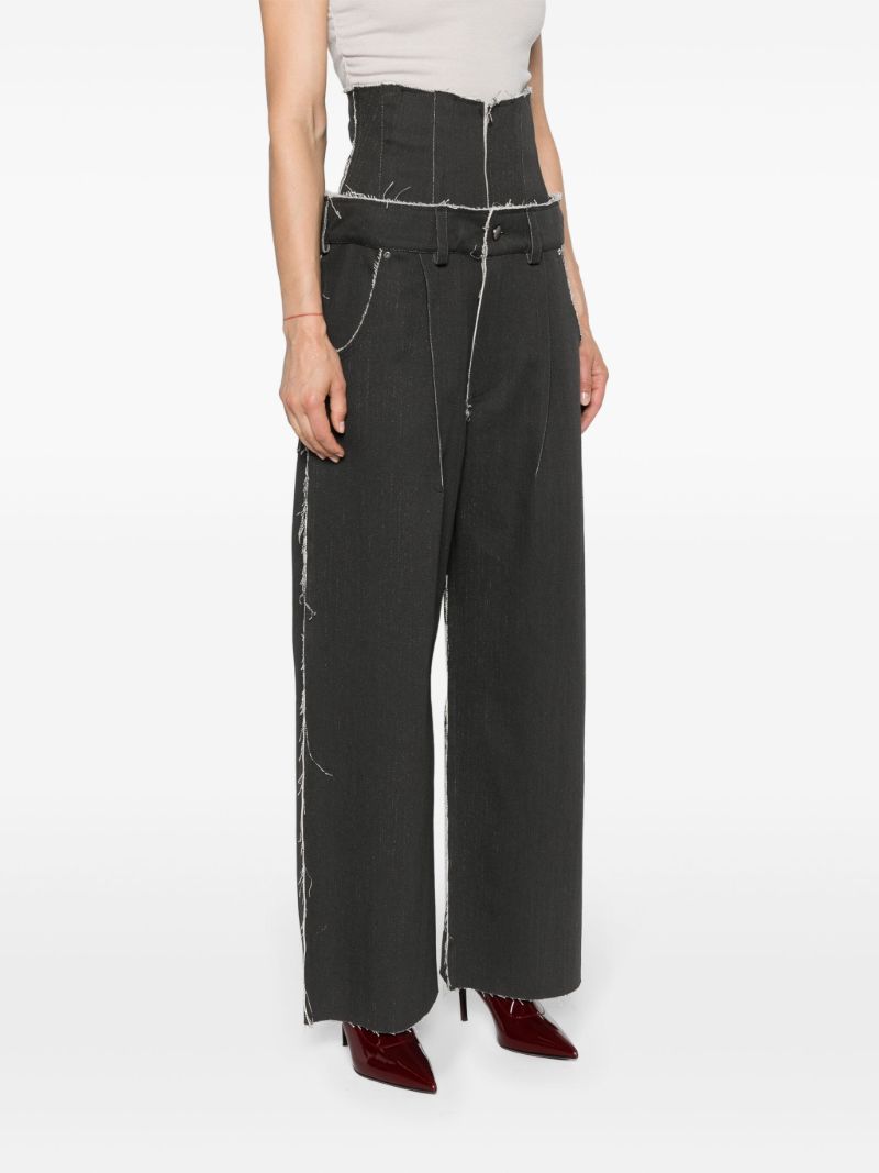 Charcoal Grey Patchwork Straight-legged Jeans