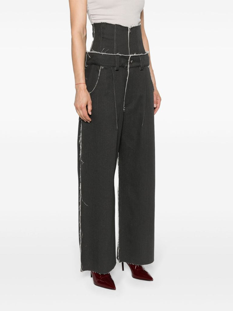 Charcoal Grey Patchwork Straight-legged Jeans