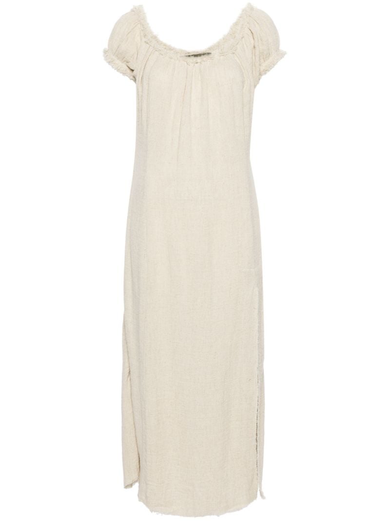 Cloud Beige Off-the-shoulder Midi Dress