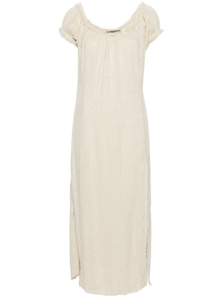Cloud Beige Off-the-shoulder Midi Dress