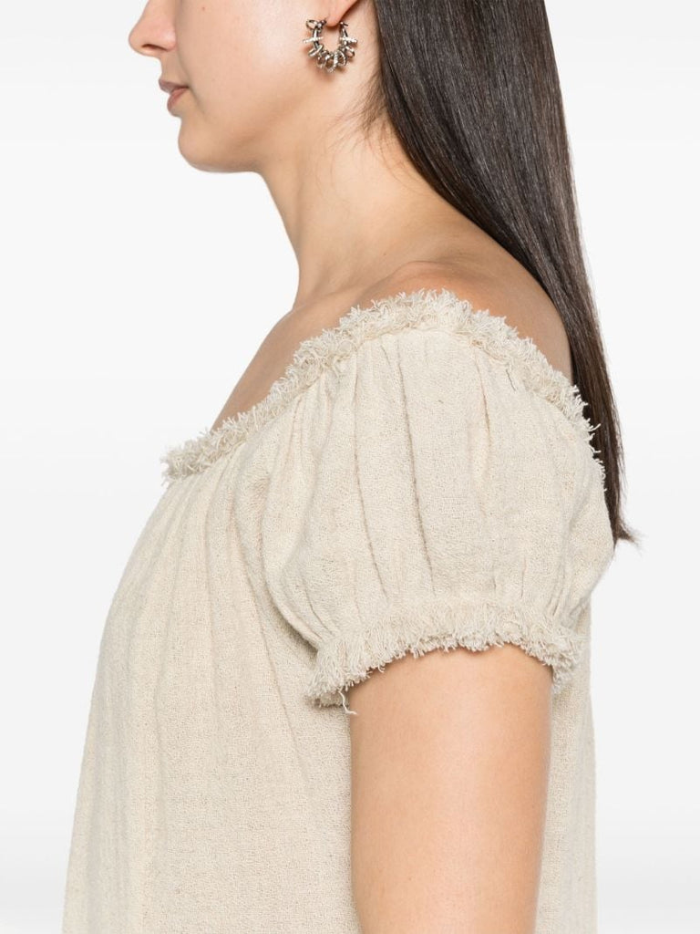 Cloud Beige Off-the-shoulder Midi Dress