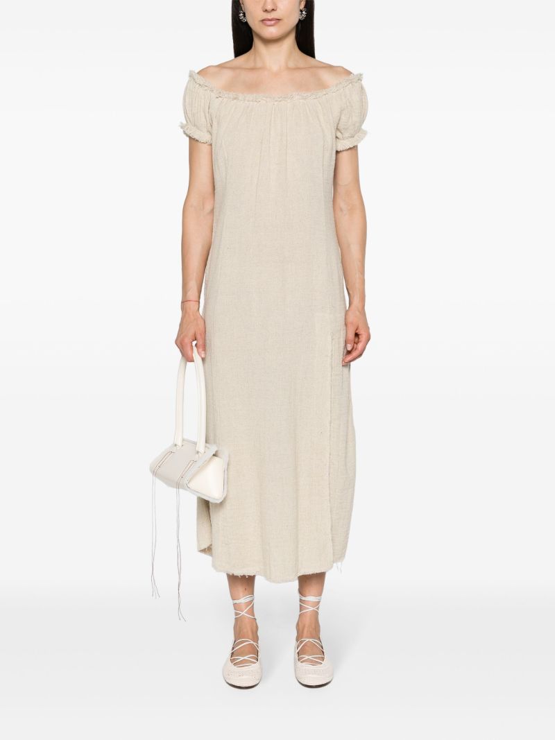 Cloud Beige Off-the-shoulder Midi Dress