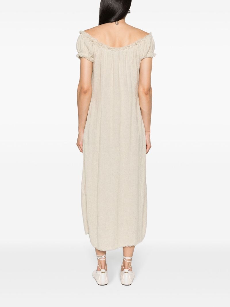 Cloud Beige Off-the-shoulder Midi Dress