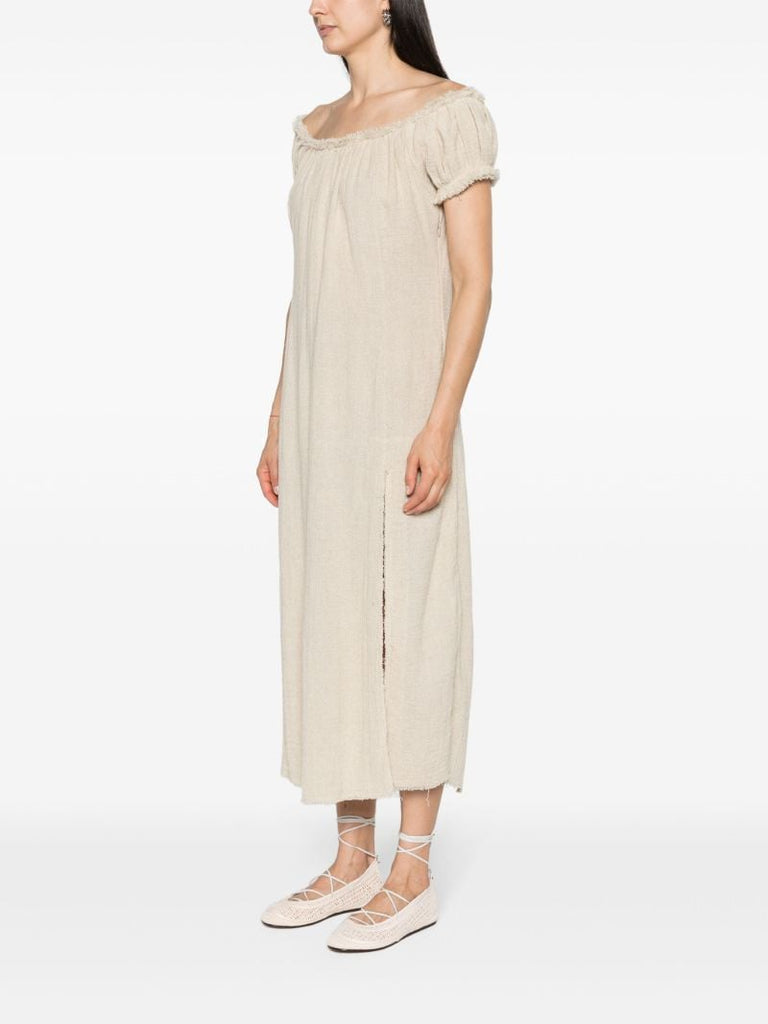 Cloud Beige Off-the-shoulder Midi Dress