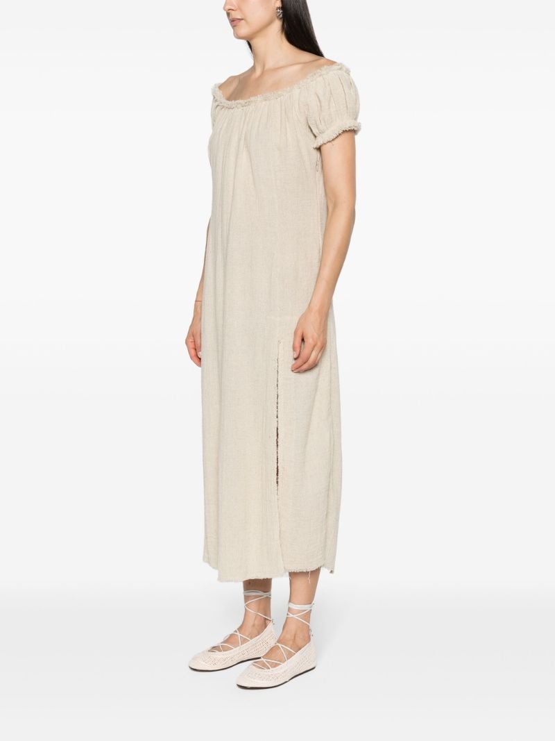 Cloud Beige Off-the-shoulder Midi Dress
