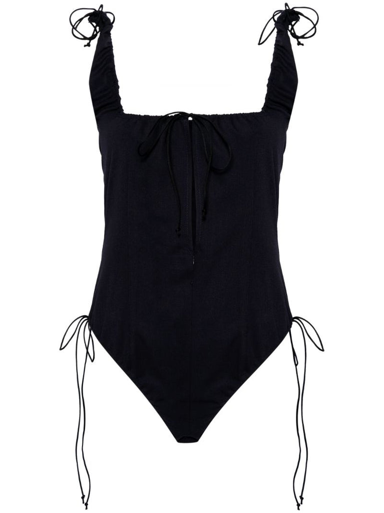 Navy Blue Front Slit Sleeveless Top