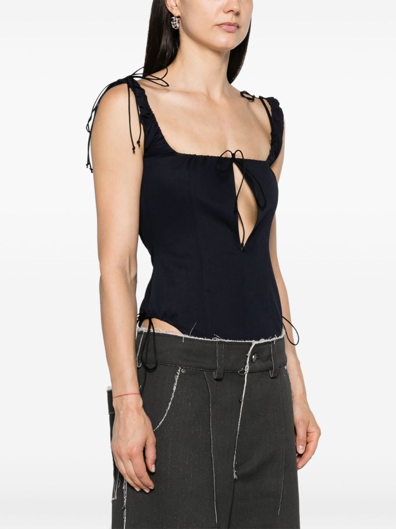 Navy Blue Front Slit Sleeveless Top