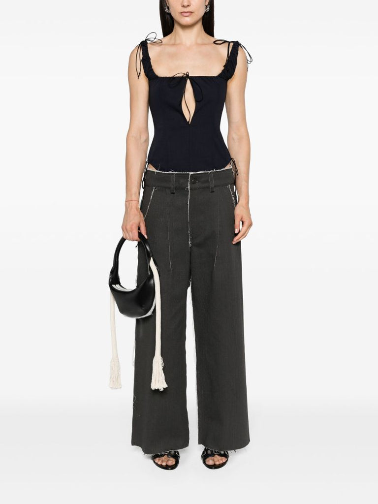 Navy Blue Front Slit Sleeveless Top