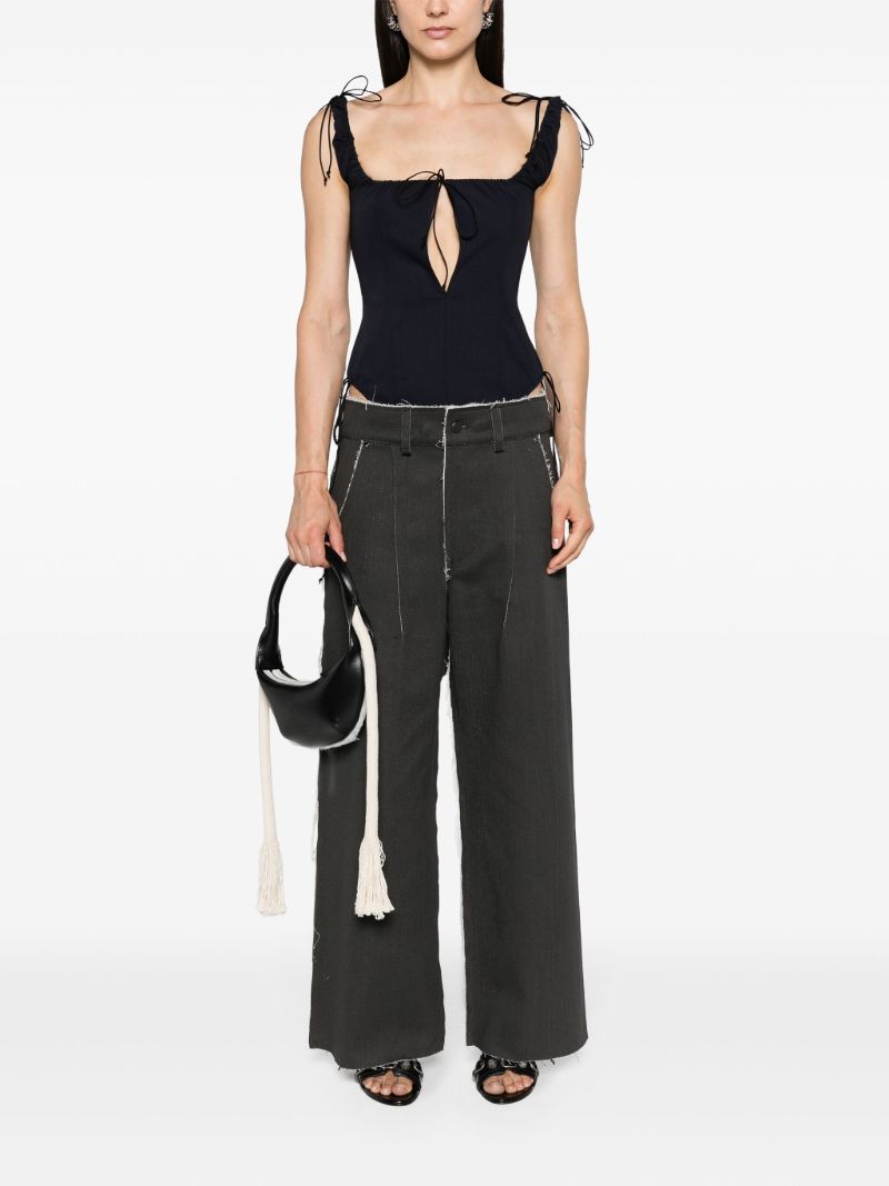 Navy Blue Front Slit Sleeveless Top