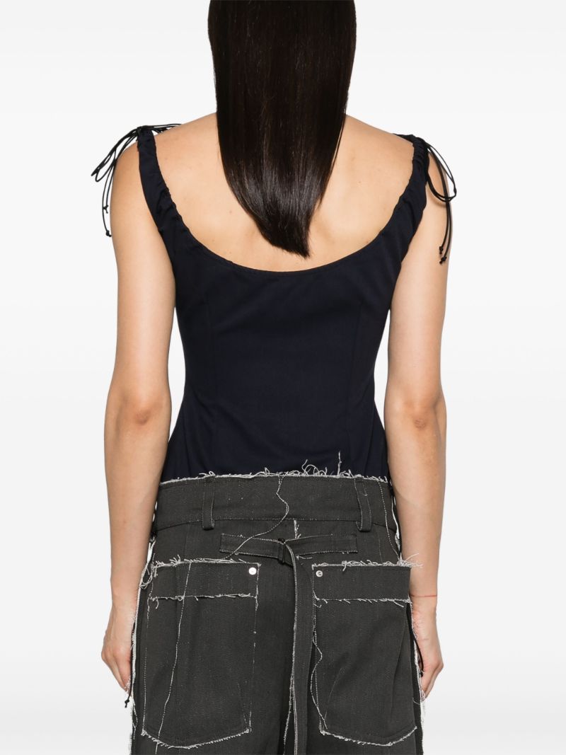Navy Blue Front Slit Sleeveless Top